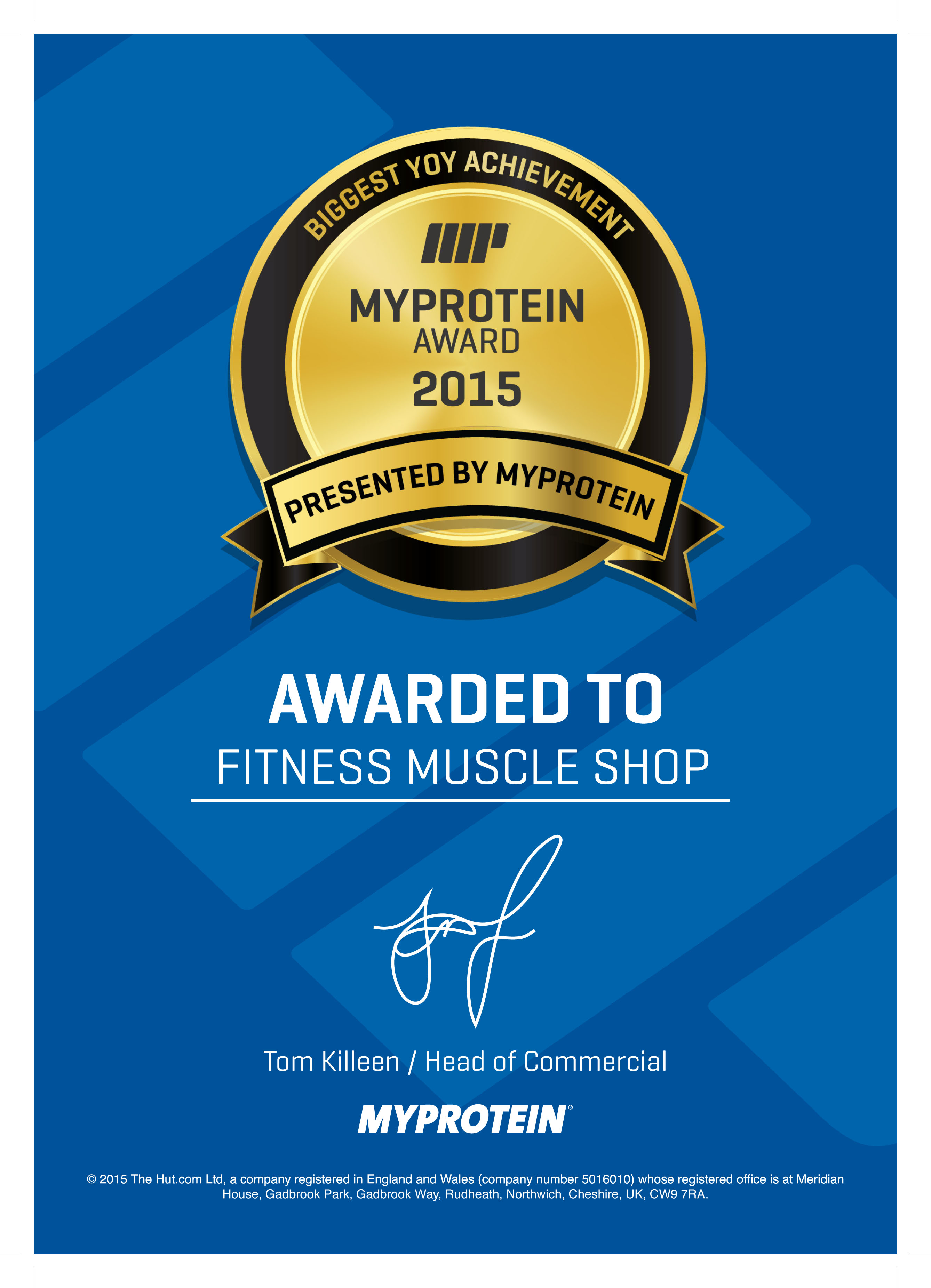 Nejlepší obchodník roku firmy MyProtein za rok 2015 | FitnessMuscle.eu